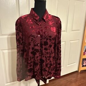 Ultra Pink Burgundy Floral Top